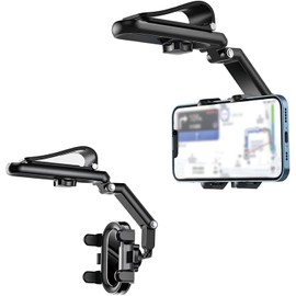 JAlanlan Auto-Sonnenblenden-Handyhalterung, multifunktional und Universal um 360° drehbare einziehbare Rückspiegel handyhalterung Auto Spiegel, Auto telefonhalter passend für alle Handys