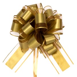 EOAMGO 10 Pcs Large Pull Bows(6 Inch), Gold Gift Wrap Bows for Gift Wrapping, Ribbon Bows for Baskets Wedding, Valentine's, Birthday Gift, Christmas, Flower Decorations Pull Bows (Gold)