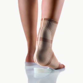 BORT 054900 AchilloStabil® Achilles Tendon Ankle Support Brace with 2 Silicone Heel Cups breathable knit 3D Dual Tension Tendon Support Medical Grade Made in Germany (Small - Beige, up to 8.3 inch)