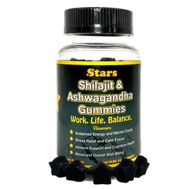 Vitastars Stars Work. Life. Balance. Shilajit & Ashwagandha Gummies + Chaga Mushroom Vitamin D2 & B12 - Size: 90 Day Supply <span>(-$17.39 OFF)</span>