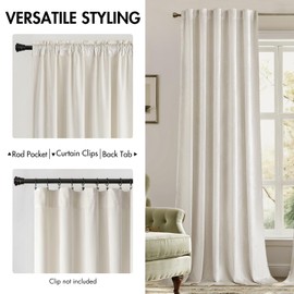 MIULEE Velvet Curtains 84 inches - Luxury Curtains for Bedroom Living Room Thermal Insulated Super Soft Room Darkening Window Drapes Rod Pocket & Back Tab, Ivory, W52 x L84 inches, 2 Panels