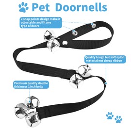 JIMEJV 3 Pack Dog Doorbells, Pet Training Bells for Go Outside Potty Training and Communication Device Large Loud Dog Bell Cat Puppy Interactive Toys Adjustable Strap Door Bell (Black & White)