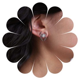 Inilbran Punk Crystal Spider Earrings Vintage Spider Stud Earrings Silver CZ Spider Earrings Gothic Animal Spider Punk Earrings Jewelry for Women and Girls