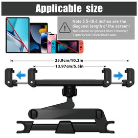 HIAHXC Tablet Holder Car Universal Tablet Holder for Car Adjustable 360° Rotation Tablet Holder Car Headrest (Black)