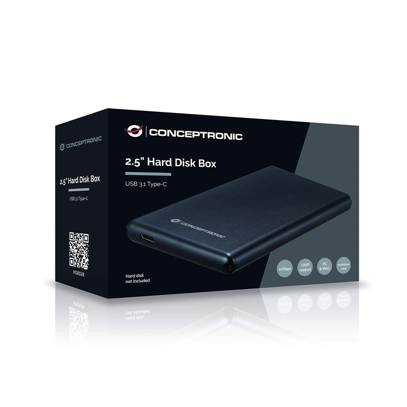 Conceptronic Hard Drive Enclosure 2.5" USB 3.1 Type-C