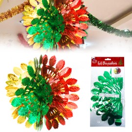 60cm Christmas Foil Hanging Snowball Decoration, Festive Red, Green & Gold Ceiling Decor for Xmas Parties, Holiday Home Decorations, and Winter Celebrations