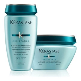 Kit tratamiento para cabello dañado y debilitado restauración de la fibra capilar Kérastase force architecte bain 250 Ml y masque 200 Ml