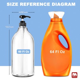 GMISUN Laundry Detergent Soap Dispenser, Liquid Laundry Detergent Dispenser, Container for Farmhouse Room Decor, Organizer for Liquid DetergentSoftenerBleach Storage Bottle(64 Oz Set of 4)