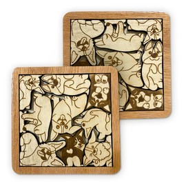 02 Corgi Dog Coaster - Corgi Dog Puzzle Wooden Coaster Set - Interlocking Jigsaw Drink Mats with Laser-Cut Design for Corgi Lovers (Corgi Dog)