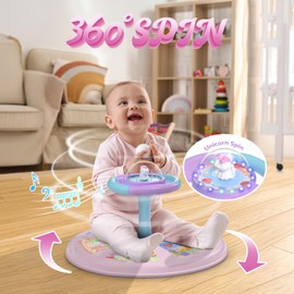 PERRYHOME Unicorn Twist Sit and Spin Toys for Toddlers 18+ Months, 360° Spin Twister Twist with 4 Game Modes LED Light and Built-in BGM, Christmas & Birthday Gift Ideas for Kids Girls 18+ Months