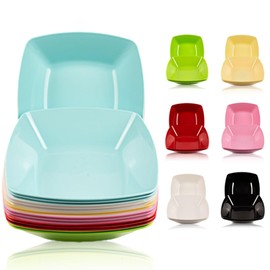 Reusable ECO Unbreakable Colourful Plastic Square Bowls Set-of-4 - Shatterproof - 100% Food Safe - Perfect for Camping, Indoors, Outdoors, and picnics (Turquoise, Medium)