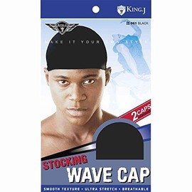 King J Stocking Wave Cap Black 2 Pieces