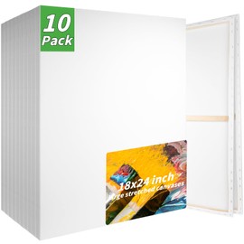 10 Pack Stretched Blank Canvases for Painting 18x24 100% Cotton Large Canvas Boards for Painting Bulk, White Painting Canvas for Oil, Acrylic Paint & Other Painting Media