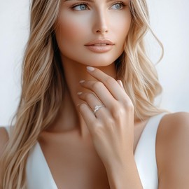 AGVANA 0.3 Carat Lab Grown Diamond 4 Prong Solitaire Petite Twisted Vine Ring in Sterling Silver Engagement Anniversary Wedding Ring for Women (D-E Color, VS Clarity), Ring Size 8