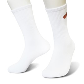 FUQWZ Hot Dog Lover Socks - White Crew Socks with Embroidered Hot Dog Design - Funny Fast Food Gift for Men & Women. (263)