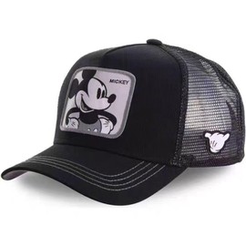 Nuahyaz Cartoon Baseball Cap for Men Women, Adjustable Mesh Trucker Hat Anime Embroidered Design Snapback Black