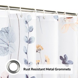 QiyI Watercolor Floral Shower Curtain, Flowers Print Minimalist Bathroom Curtain, Machine Washable Spring Modern Shower Curtains, Waterproof Fabric Shower Curtain Set with Hooks, 36 x 72, Beige