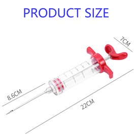 HREDZEO Meat Injector Syringe, Meat Syringe Marinade Syringe Stainless Steel Meat Marinade Injectors Food Marinade Injector Syringes for BBQ Grills Cooking