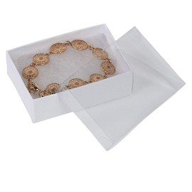SSWBasics Cotton Filled Jewelry Boxes White Vu-Top - 3 1/16" x 2⅛" x 1" (Case of 100)