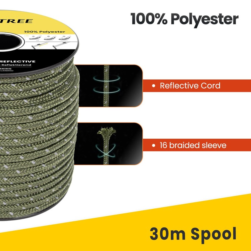 BROTREE Guy Ropes Camping 30 m Tent Cord with 6