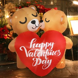 Aotiooy Valentines Inflatables Outdoor 4FT Valentines Day Inflatable Couple Bear with Love Heart Lighted Valentines Day Decoration for Outdoor Yard Garden