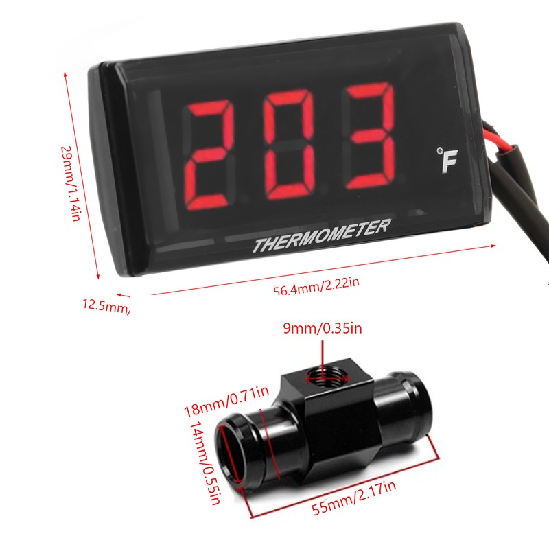Motorcycle Digital Water Temperature Gauge Ultra Thin DC 12V LCD