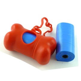 Hunde-Kotbeutel und Spender/2 Rollen – Spender in Knochenform – Starke Beutel – Spender mit praktischem Clip – für schnelle und einfache Hundekot-Beseitigung