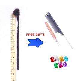 ADIASAI 0.4cm Width 10 Inch 100 Strands 100% Human Hair Loc Extensions, Full Handmade Dreadlock Extensions for Men Women Kids Can Be Dyed and Bleached with Needle and Comb Unprocessed Natural Black