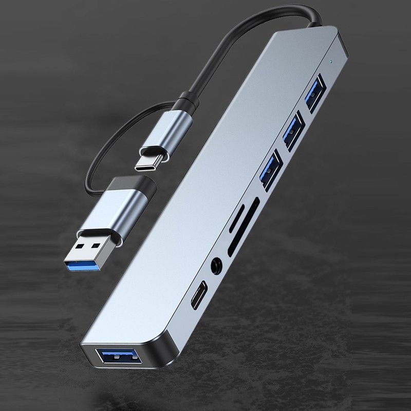 8 In 1 USB C Hub Aluminium Alloy with 1