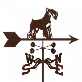 EZ Vane Schnauzer Dog Weathervane — 4-Sided Mount, Wind Cups, Antique Copper Finish, Steel with Durable Triple Powder Coating, Handcrafted in USA