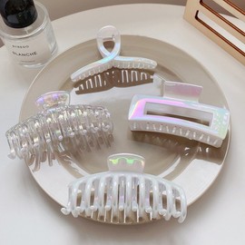 New Acrylic Gradient Square Hair Claw Clip - Versatile Ponytail Holder for Girls F740 Square- 10ea