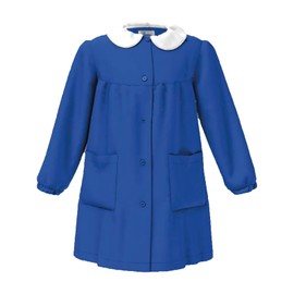 siggi School Apron for Girls and Boys with Embroidery Cotton with Buttons or Zip in White and Blue, Happy School Line, Bluette (without embroidery) 1969
