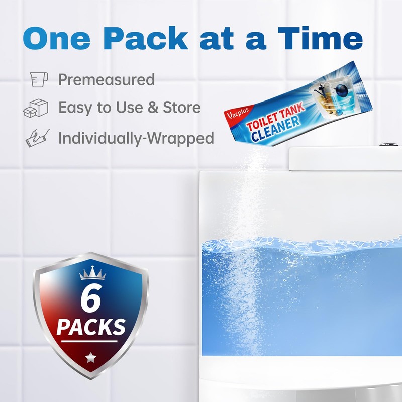 Vacplus Toilet Tank Cleaner - 6 Pack Automatic Descaler Tablets,