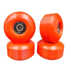 CREAJOY Skateboard Wheels, 52mm 95a, Set of 4 with Pro Bearings (Red)