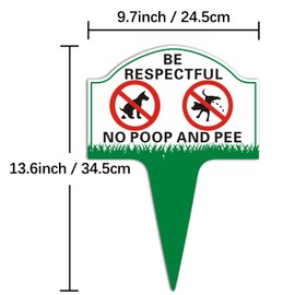 2 PCS No Dog Poop Signs for Yard - Double Sided Be Respectful No Poop and Pee Sign for Beautiful Garden/Lawn/Yard/Patio