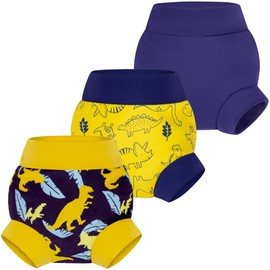 BIG ELEPHANT Reusable Baby Swim Diapers 3pcs– Adjustable, Easy-Wash Swimming Diaper – Soft, Breathable, Waterproof Swim Wear for Boys, 2T