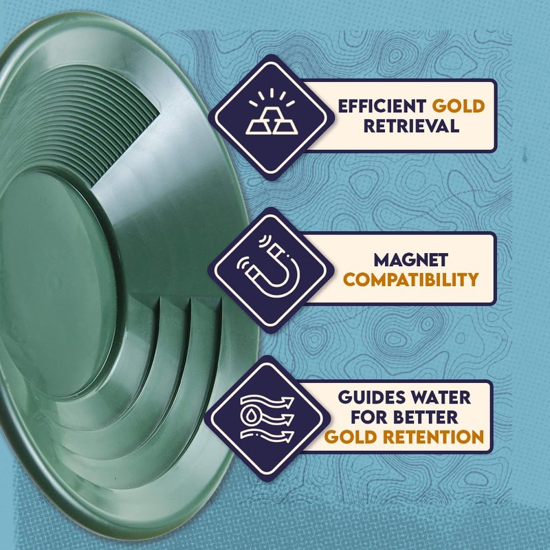 SE 12 Inch Gold Panning Pan - Dual Riffles for