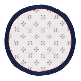 Sweet Jojo Designs Red, White and Blue Playmat Tummy Time Baby and Infant Play Mat for Baseball Patch Sports Collection