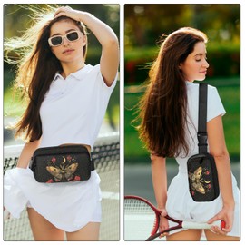 Moth Fanny Pack for Women Belt Bag Fashion Waist Pouch with Adjustable Strap for Sports Running Traveling Hiking Camping Cycling