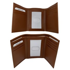 ADAMONDE Men's 100% Genuine Leather Classy Trifold Wallet Featuring an ID Window for Timeless Style and Functionality - (Tan)