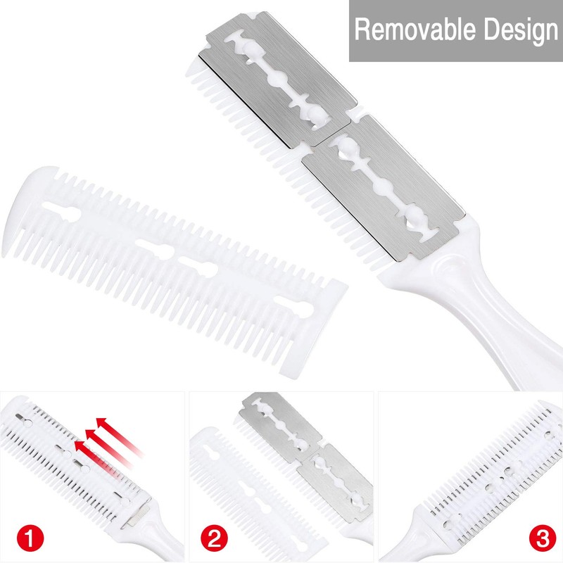 3-Piece Razor Comb Set: Thinning Comb, 10 Razors, Cutting Scissors