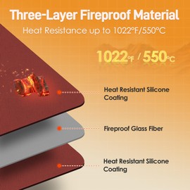 Amerbro Heat Resistant Mat for Air Fryer, 15 x 18in Heat Resistant Mat for Countertop, Fireproof Silicone Countertop Protector Appliance Slider for Air Fryer, Coffee Maker, Toaster, Oven (Red)