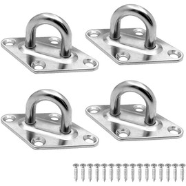 ZOYUBS Pad Eye Plate, Diamond Pad Eye Plate, Diamond Eye Plate, Diamond Eye Plate, Rhombic Stainless Steel Loop, Matching Screw, Wall-Mounted Pad Eye, Ceiling Eye, 304 Stainless Steel Loop Hook, Eye Durable Wall/Ceiling Mount Hook with 16 Screws, Ceiling
