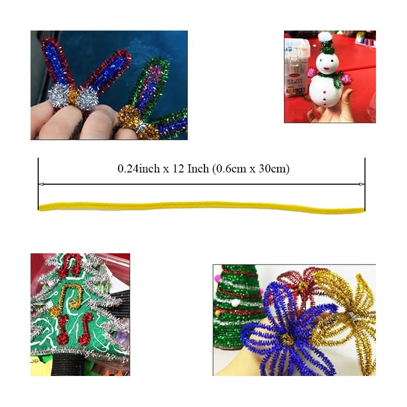HAHIYO 12inches*6mm Yellow 70PCs Pipe Cleaner Craft Chenille Stem Extra