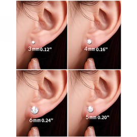 4 Pairs fKiZanthene Stainless Steel Earrings for Women,Stud Earrings for Women,5A+ Cubic Zirconia Size: 3/4/5/6mm, Hypoallergenic Earrings Sets for Multiple Piercing