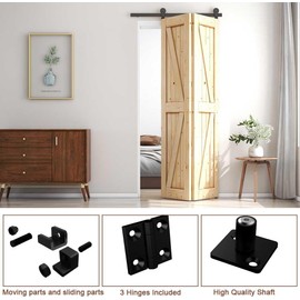 CCJH 3.3FT/39'' Bi-Folding Sliding Barn Door Hardware Kit Heavy Duty for 2 Doors[Hardware Kit Only, No Door ]