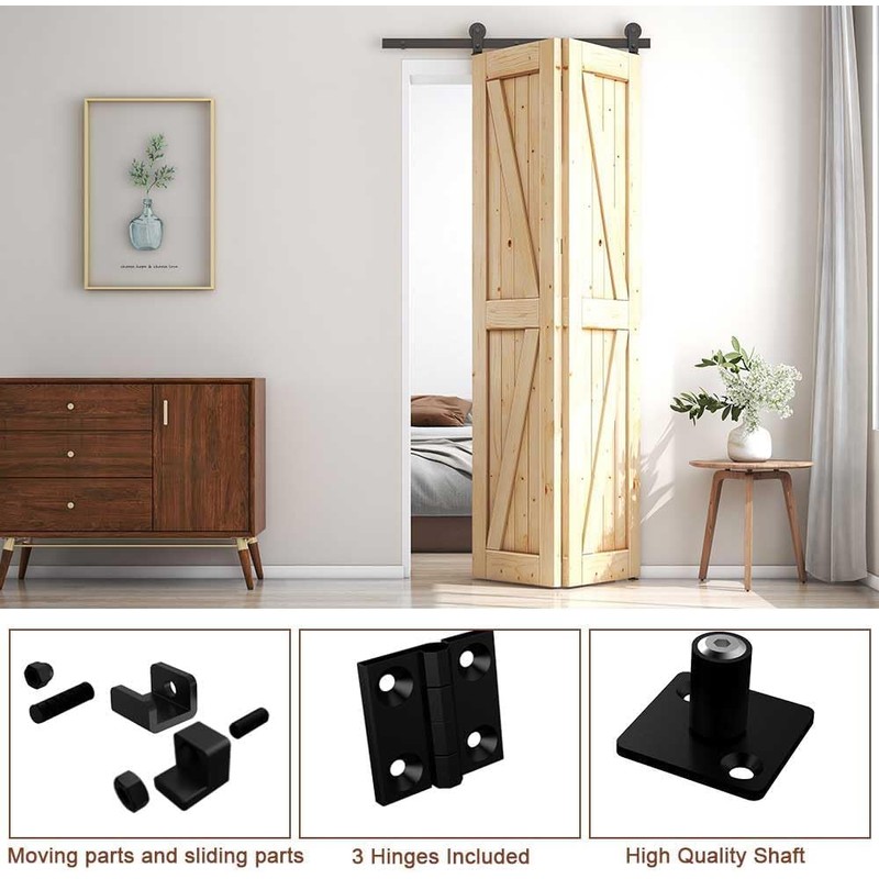CCJH 3.3FT/39'' Bi-Folding Sliding Barn Door Hardware Kit Heavy Duty