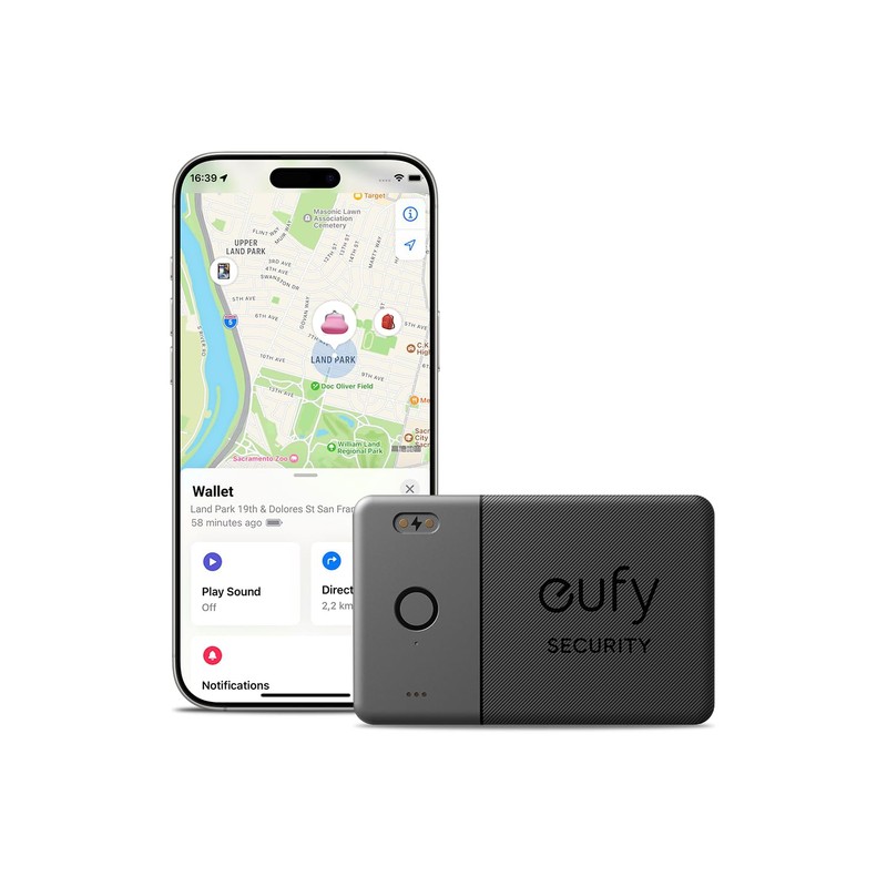 eufy Security SmartTrack Card E30 (Black, 1-Pack), Rechargeable, Works with