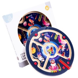 Dorjee - DT26032 - Magnetic Space Maze Game - Improves Fine Motor Skills and Concentration - Wooden Toy from 2 Years