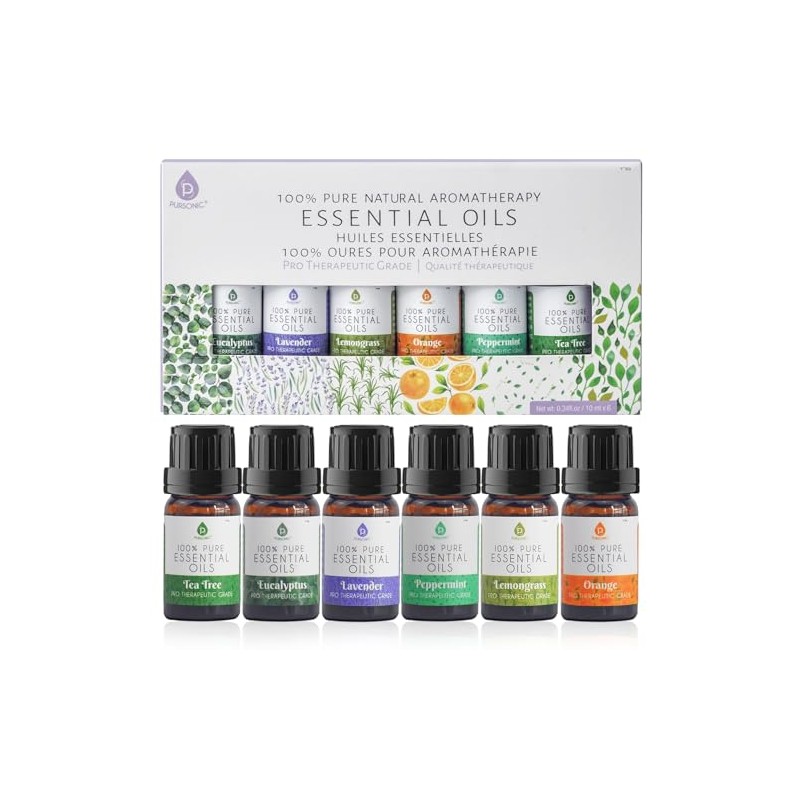 Pursonic 100% Pure Essential Aromatherapy Oils Gift Set-6 Pack ,